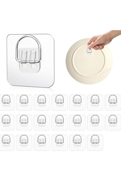 SYOSI 20 Pack Adhesive Plate Hangers for Wall, Invisible Wall Hooks for Displ...