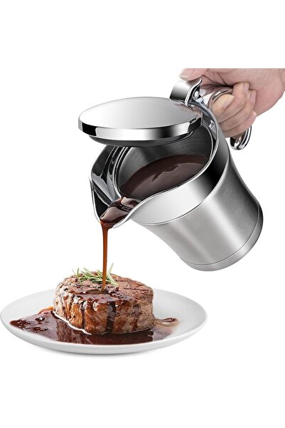 Yelajoy Gravy Boat, Insulated Sauce Pitcher with Lid, Double Wall Thermal Ser...