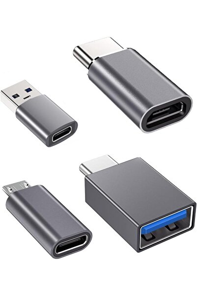 AQUAFALCON مجموعة من 4 محولات USB إلى USB C مع موصل ذكر من النوع C إلى أنثى 3...