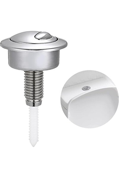 SYOSI Toilet Flush Button, Universal Dual Flush Silver Round Head, Cistern Pu...