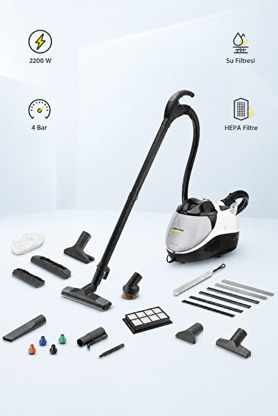 Karcher SV 7 Buharlı Süpürge 2200 W 4 Bar Su ve HEPA Filtreli Beyaz