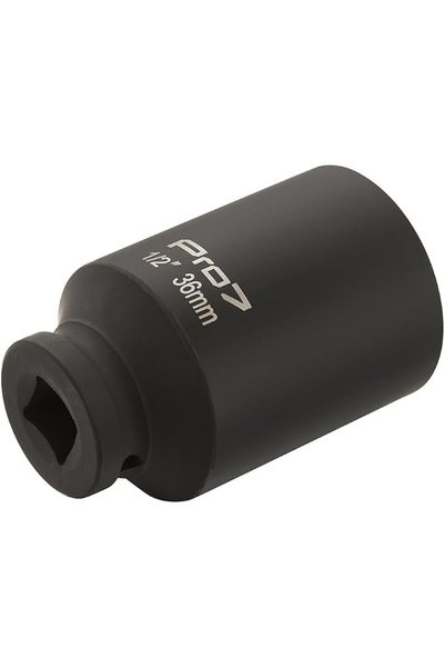 Pro7 1/2inch Drive Shallow Impact Socket - CR-MO 6 Point Metric Size 36mm - Hex Shallow Socket for T