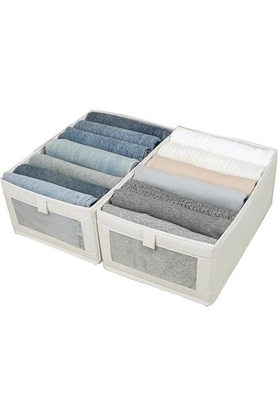 SYOSI 2 Pack Foldable Wardrobe Clothes Organizer with Mesh Window and Handle,...