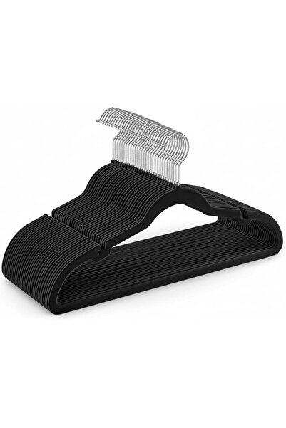 FWM Velvet Clothes Hangers, Non-Slip, 6-Pack, Black, Ultra-Thin Space Saving ...