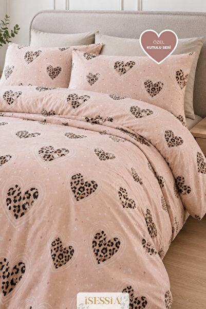 Isessia Set de husă de pilota cu model leopard și inimioare, în cutie, cu cea...