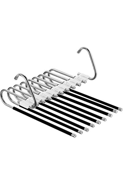 GENERAL 9-in-1 Pants Hangers Multi-Layer Non-Slip Space Saving Trouser Organi...