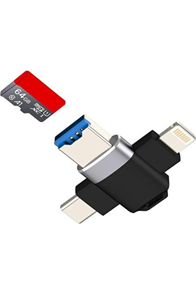 SYOSI Cross 2-in-1 Micro SD Card Reader USB Lightning Type-C Adapter for iPho...