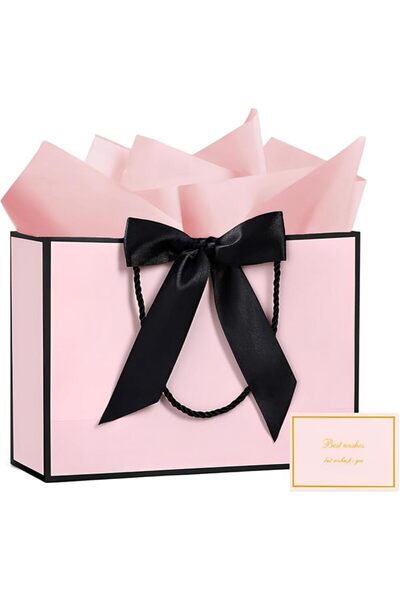 GENERAL 1 Pcs Reusable Paper Gift Bags Set, 1 Greeting Cards, 5 Tissues Paper...