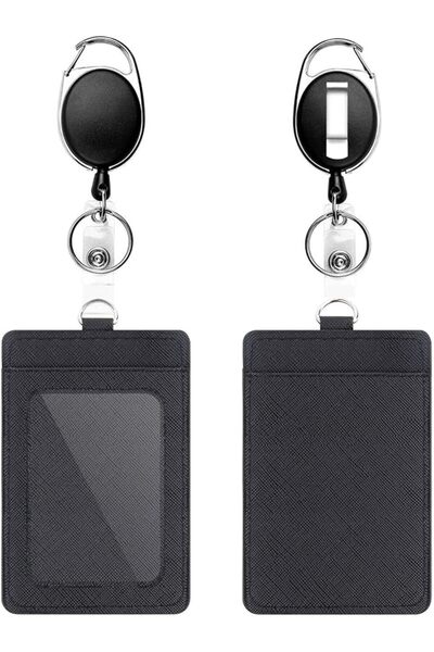 X SPRING Badge Holders, 2 PCS Set with Retractable Reel and Carabiner Clip, D...