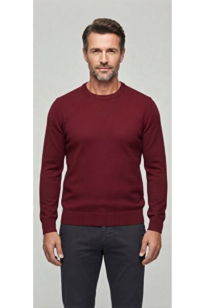 Baran Işık Basic Men's Crew Neck Flexible Soft Textured Casual Knit Sweater