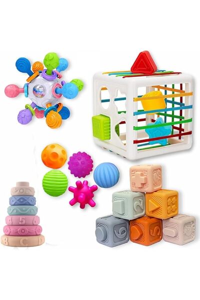 GENERAL Montessori 5-in-1 Toys for Babies Aged 0-3-6-12 Months, Soft Baby Tee...