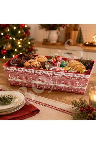 BeySüS Christmas Cardboard Bowl with Snowman and Deer Pattern