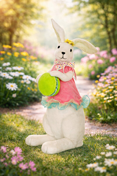 Grecia Iepuraș decorativ grecesc – Rochie roz și Macaron verde