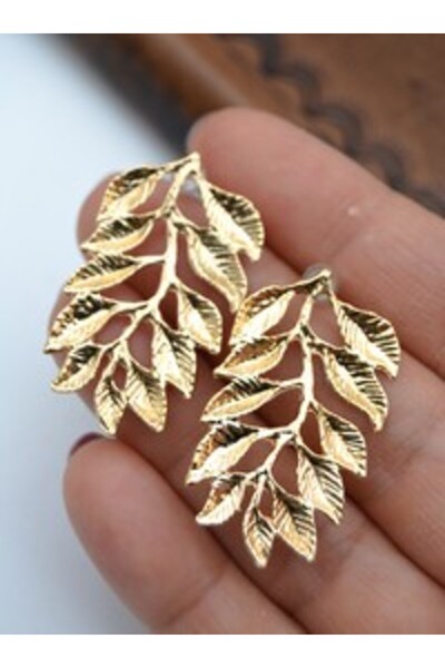 Stoneage Leaf earrings - gold color -