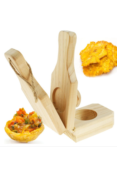 Generic Brand Presă plantain din lemn cu mâner, răzătoare, presă portabilă, lemn