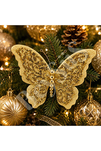 BeySüS Christmas Tree Ornament Gold Butterfly 20 cm