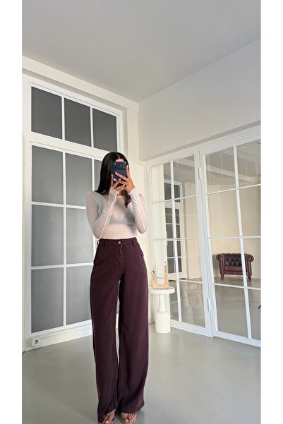 GAUS CO Mürdüm Yıkamalı Tencel Denim Pantolon GAUS-01786