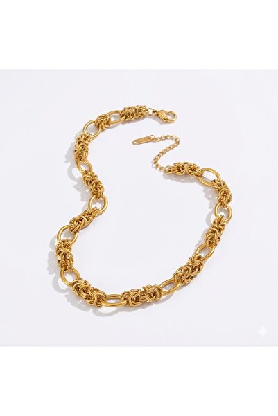 Peach Jewelry Κολιέ από ανοξείδωτο ατσάλι, επιχρυσωμένο, με κόμπους και κρίκους