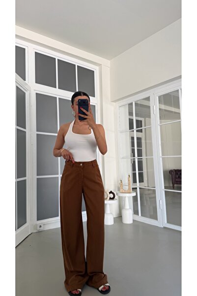GAUS CO Taba Yıkamalı Tencel Denim Pantolon GAUS-01786