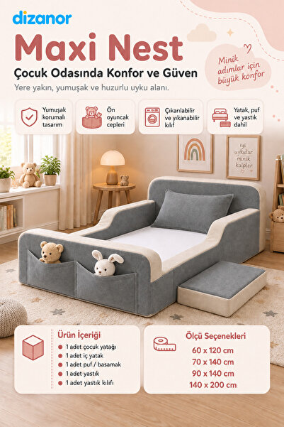 Dizanor Yeni Nesil Maxi Nest %100 Sünger ve Yıkanabilir Fermuarlı Kumaşa Sahi...