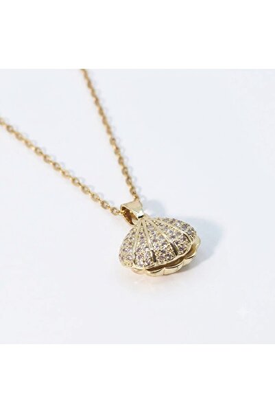 Peach Jewelry Κρεμαστό από ανοξείδωτο ατσάλι με κοχύλι και κρυφή τεχνητή πέρλ...