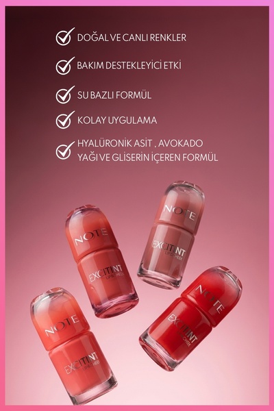 NOTE Excitint Lip & Cheek Dudak ve Yanak Renklendirici Tint Likit Allık - 30 Coral Rose