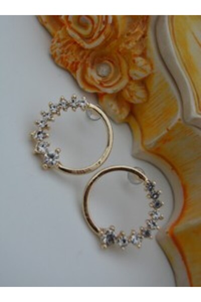 Stoneage Stone hoop earrings - gold color -