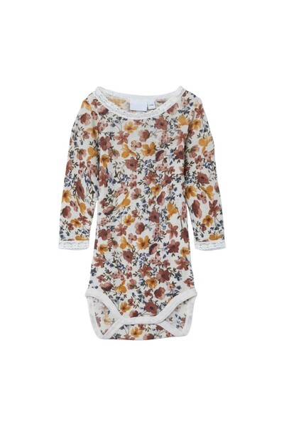 name ıt Body din lână merinos fină floral print pointelle cu margini dantelate