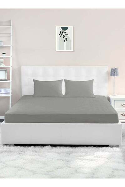 Qadro Single Size Fitted Sheet | Soft 400TC Sateen Cotton Material | Dark Gre...