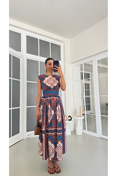 GAUS CO Çok Renkli Vintage Elbise GAUS-01859
