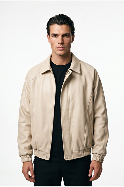 Mach Men's Oversize Fur-Lined Oversize Leather Jacket