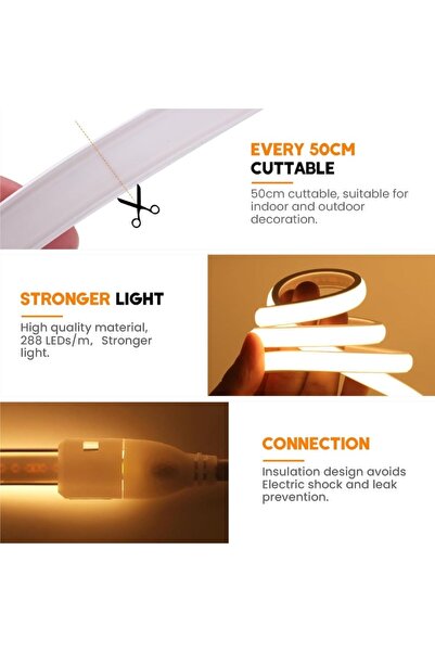 proled Bandă LED COB - Kit de 10M – 220V, IP65, Lumina Neutra 4200K