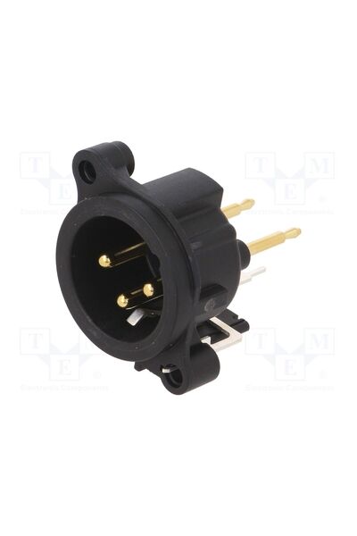 OEM Conector XLR NEUTRIK NTR-NC3MAV, soclu, tată, PIN 3, drept, THT, neagră, 6A