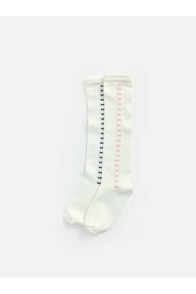 LC Waikiki Quality Pieces from Çelebi Store Embroidered Girls' Knee Socks 2-P...