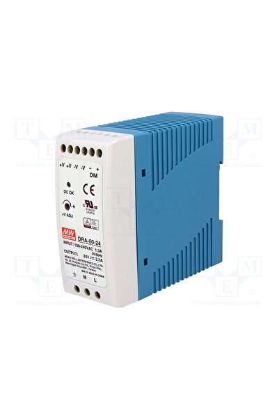 OEM Alimentator pulsatoriu MEAN WELL DRA-60-24, pentru şină DIN, 60W, 24VDC, ...