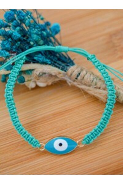 Stoneage Eye of the bead enamel macrame bracelet - turquoise -