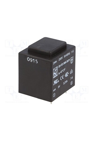 OEM Transformator capsulat HAHN BVEI3062071, 3.2VA, 230VAC, 9V, 356mA, PCB, BVEI