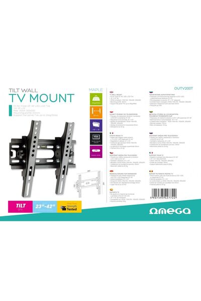 Omega Suport TV de perete reglabil, 23 "-42 ", Max. 25 kg, Negru