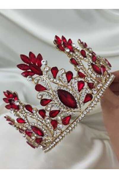 Stoneage Wedding Engagement Chinese Bridal Crown - Red -