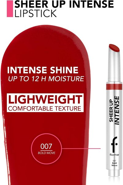 Flormar Sheer Up Intense Lipstick, High-Shine Glossy Lip Color, Hydrating Non-Sticky Buildable Lip Stick – 007 Bold Move