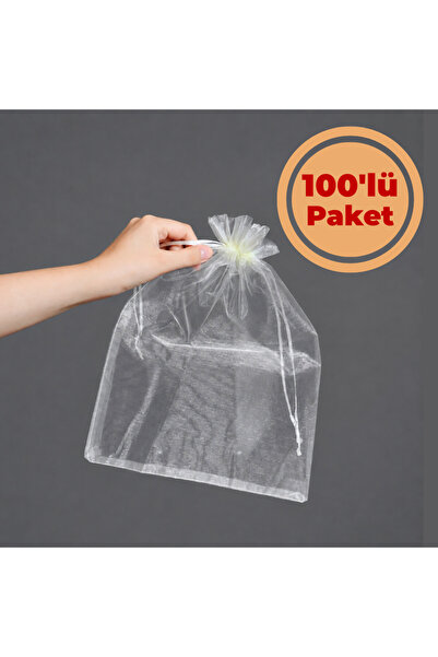 Renk İthalat Tül Kese Krem 24x34 cm 100'lü Paket Havlu Terlik Seccade Bohça Ç...