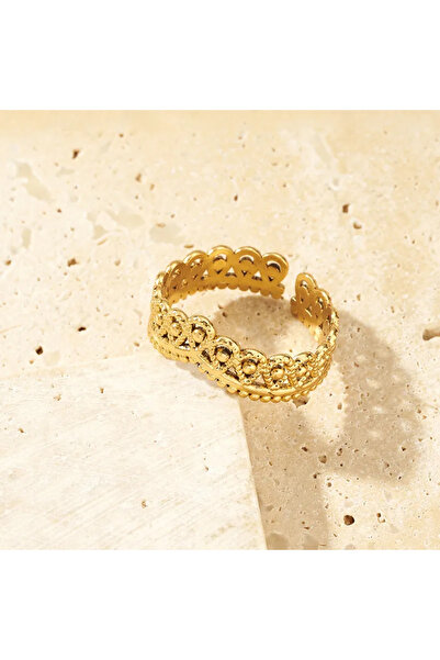 Peach Jewelry Peach Jewerly Δαχτυλίδι Ανοξείδωτο Ατσάλι Επιχρυσωμένο Ρυθμιζόμενο