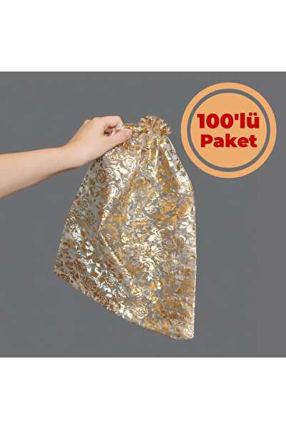 Renk İthalat Desenli Kese Krem 28x40 cm 100'lü Paket Havlu Terlik Seccade Boh...