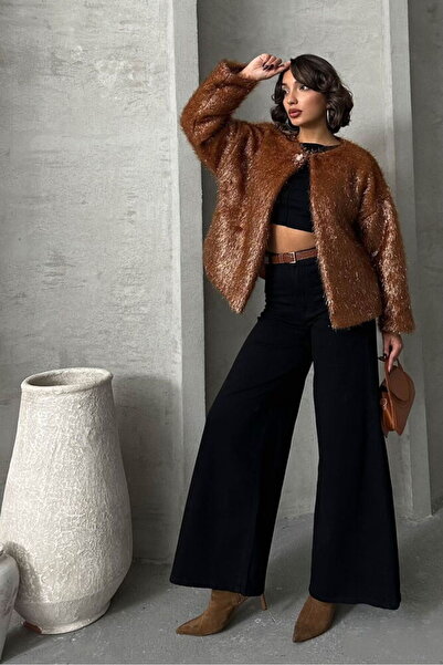 VERYMODA Glittery Fringed Cardigan - Brown | |   F1837