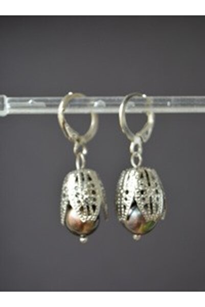 Stoneage Black Pearl Earrings - Silver Color -