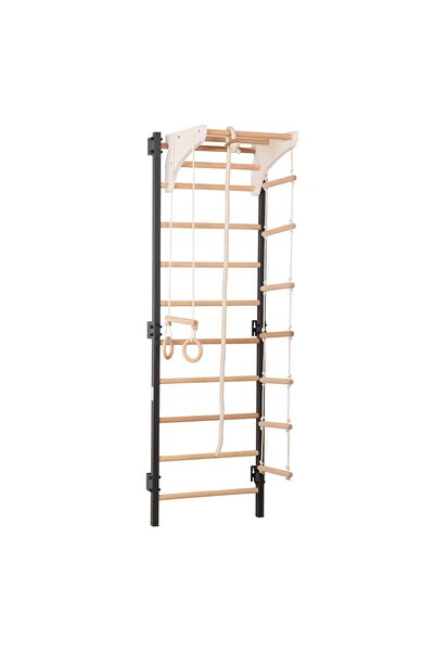 rinagym Spalier gimnastic din metal 230 cm cu bară, inele și scară – Steel Ko...
