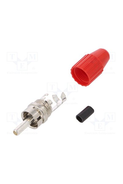 OEM Conector RCA DELTRON 413-0500, mufă, tată, drept, lipire, roşu, alamă, pe...