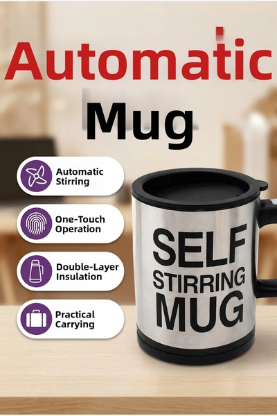 canrodi Automatic Stirring Thermos Mug One-Touch Double Layer Practical Model