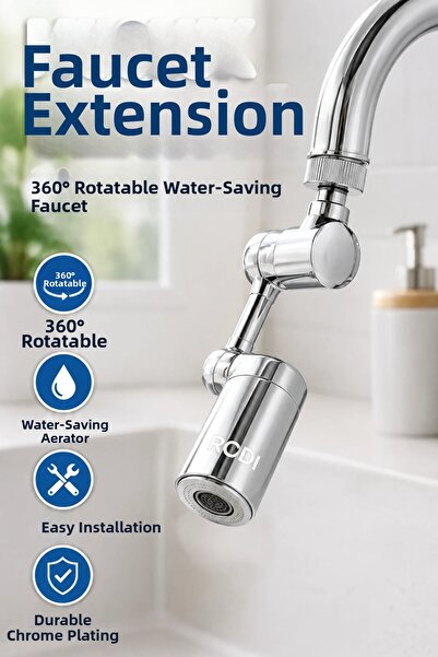 canrodi Chrome 360 °   Rotating Faucet Extension Apparatus Water-Saving Sink ...