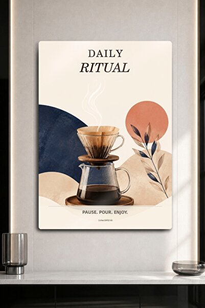 DekorHane Μεταλλική διακόσμηση τοίχου - Γράφημα Daily Ritual σε γυαλί V60 Σετ...